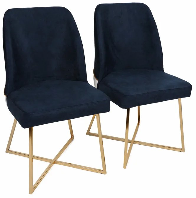 Zestaw krzeseł do jadalni Madrid Dark Blue and Gold, 2 szt., 2 szt.