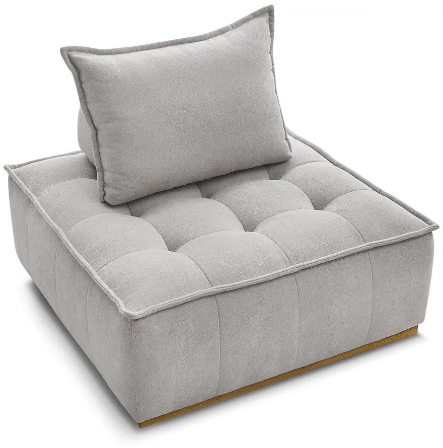 Jasnoszary fotel z tkaniny szenilowej Elisa – Bobochic Paris