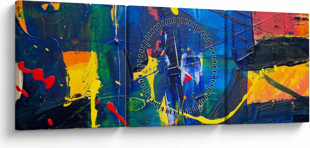 Obraz - Abstrakcja (z zegarem) (90x30 cm)