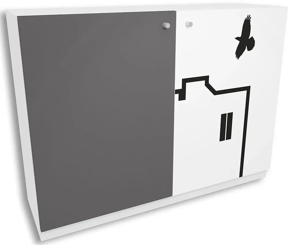 Biało-grafitowa komoda dla dziecka W1-T60