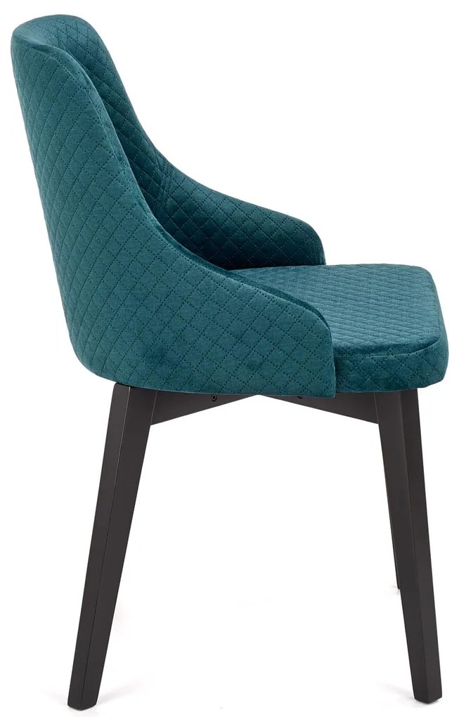 Krzesło tapicerowane czarny/ciemno zielone welurowe TOLEDO 3 pikowane