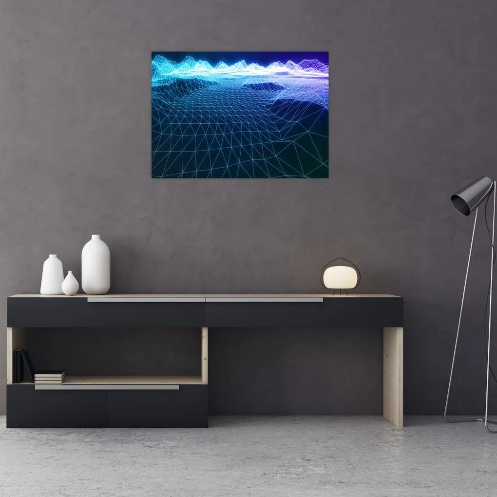 Obraz na szkle - Góry w modelu komputerowym (70x50 cm)