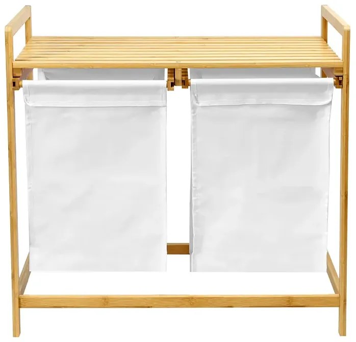 Biały podwójny bambusowy kosz na pranie P5-H29