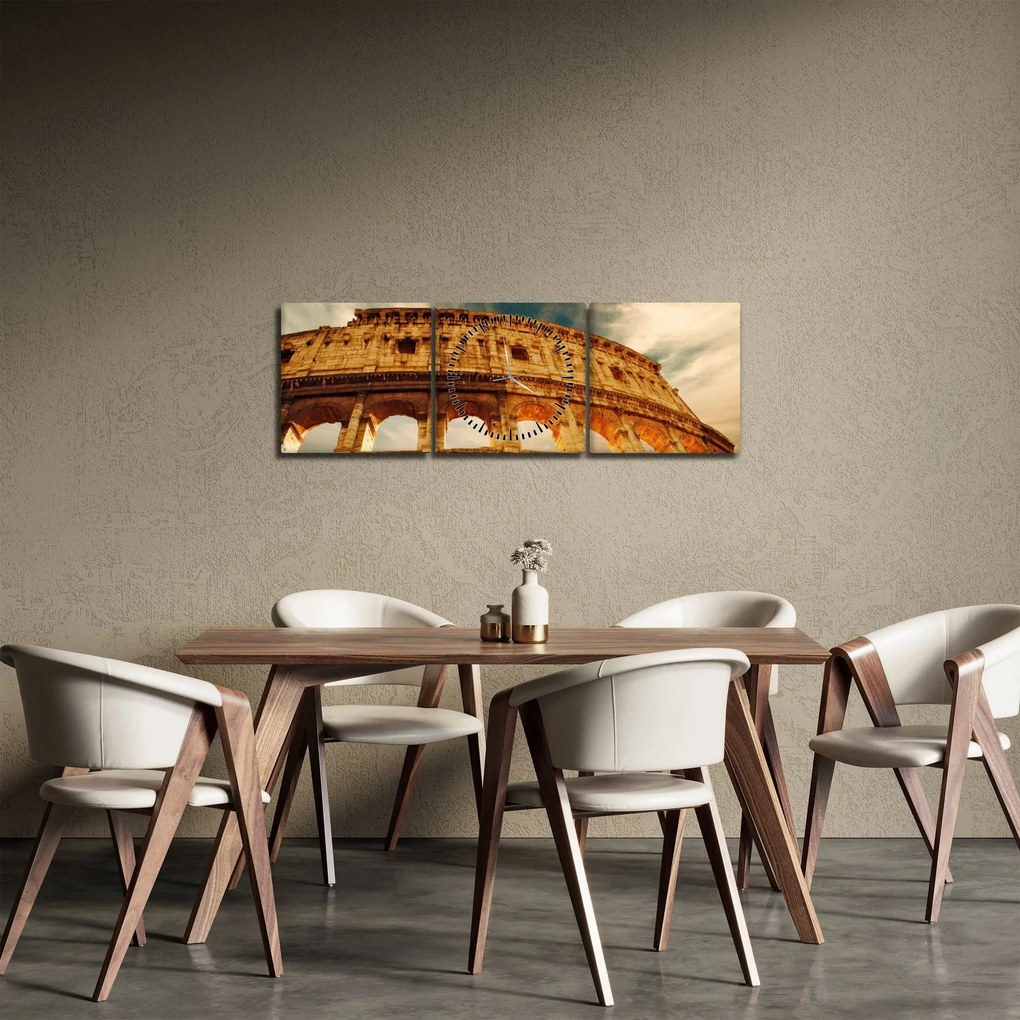 Obraz - Rzymskie Koloseum (z zegarem) (90x30 cm)