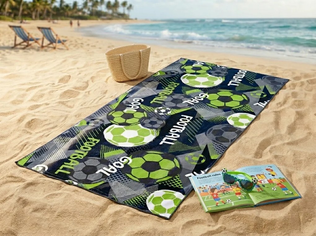 Ręcznik plażowy szybkoschnący GOAL kolorowy 70 x 140 cm, 100% mikrofibra