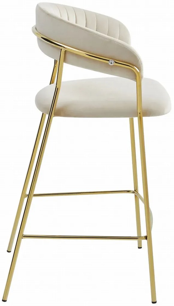 Hoker beżowy z oparciem w stylu glamour B1-F33