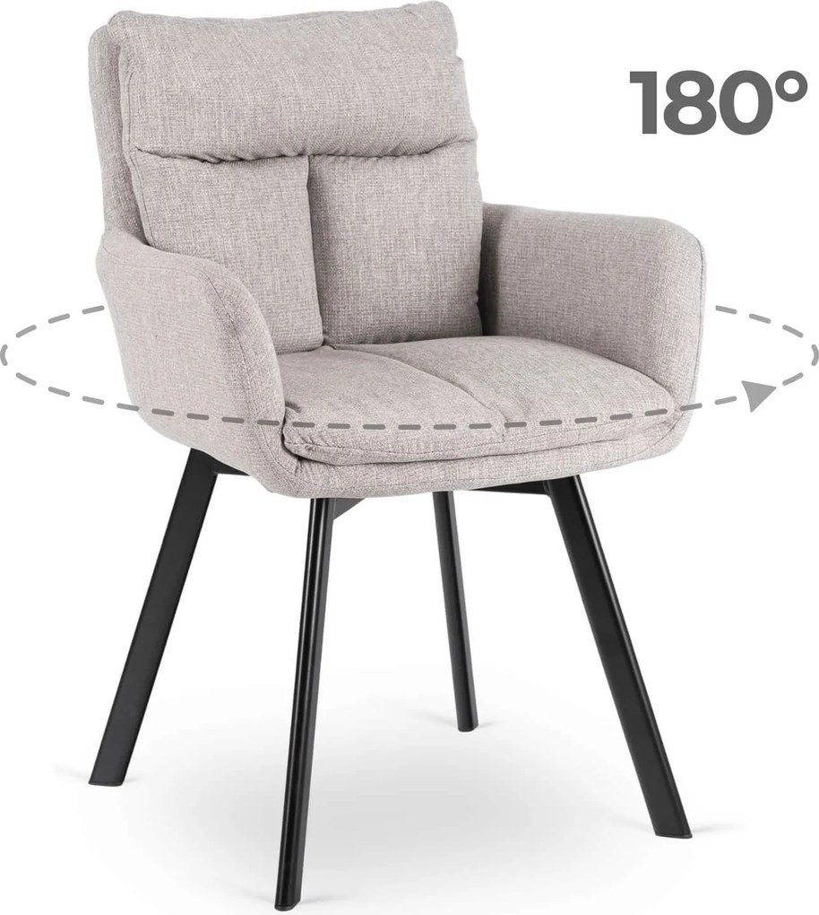 Krzesło Tapicerowane Obrotowe do Salonu CORTADO Szare Nowoczesne