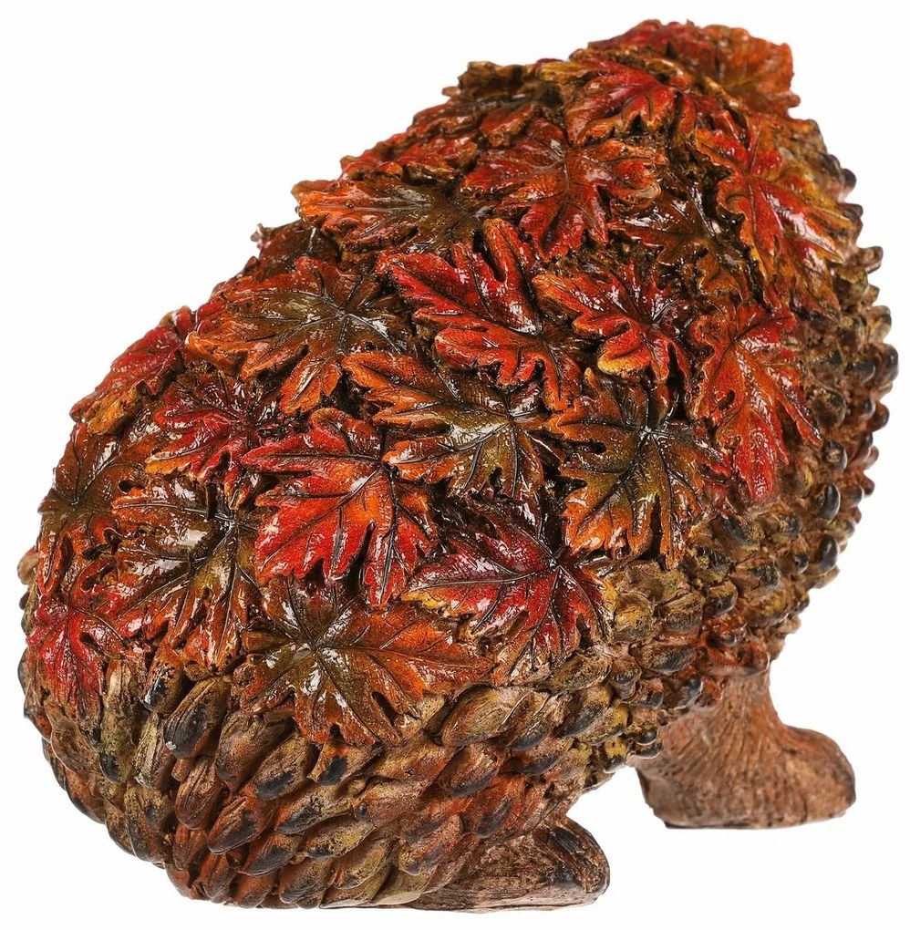 Jesienna dekoracja Jeż z liśćmi, 22 x 13 x 15 cm,żywica poliestrowa