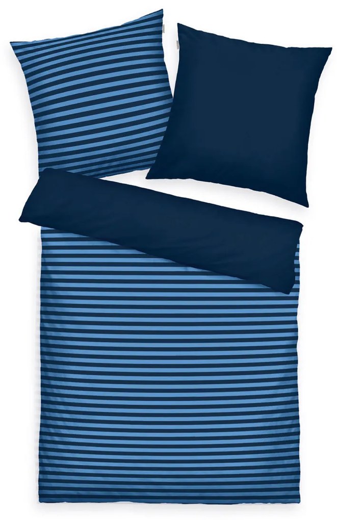 Tom Tailor Pościel bawełniana Dark Navy & Cool Blue, 135 x 200 cm, 80 x 80 cm