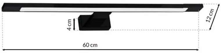 Czarny kinkiet LED - N014-Folind 12W 60x11,5x4 cm