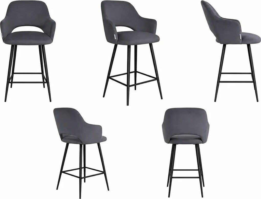 Hoker Milano krzesło barowe tkanina Welur podstawa metalowa elegancki klimat wnętrza : Kolor nogi - Czarna stożek, Kolor tkaniny - VELVET - BL14, Typ siedziska - Siedzisko obrotowe 360°