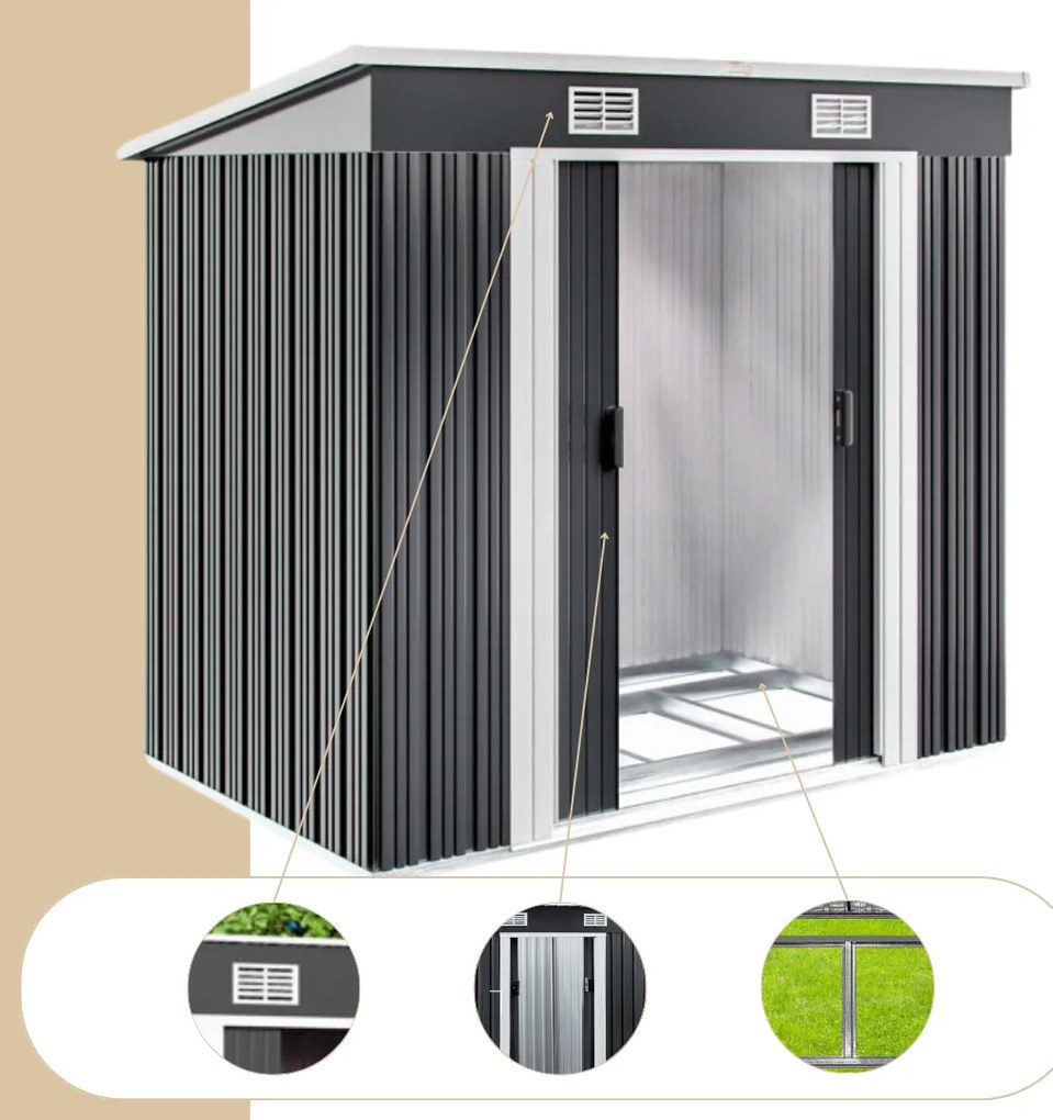 Domek narzędziowy L do ogrodu antracytowy Jurhan