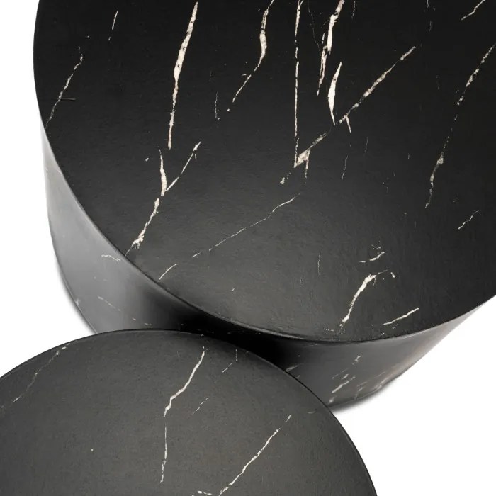 Zestaw Stolików Kawowych LEILA 38 cm/48 cm Czarny Marmur Nowoczesny Glamour