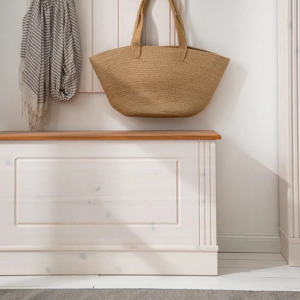 Biała skrzynia z litego drewna sosnowego 80x45 cm Anita – Støraa