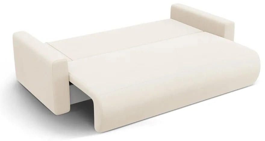 Beżowa aksamitna rozkładana sofa ze schowkiem 238 cm Belfast – Cosmopolitan Design
