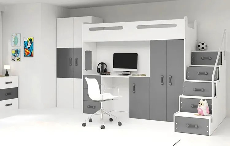 Szafa z łóżkiem i biurkiem pod spodem dla dzieci S4-W21