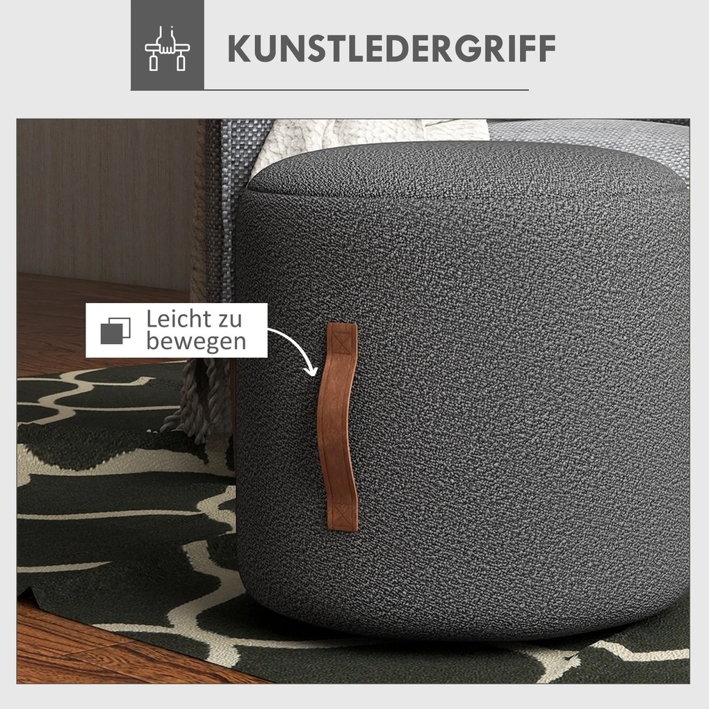 HOMCOM Sitzhocker Fußhocker, Polsterhocker, Ottomane z uchwytem, wykończenie w stylu aksamitu