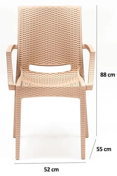 Beżowy zestaw mebli ogrodowych z imitacji rattanu dla 4 osób Rattan – Floriane Garden