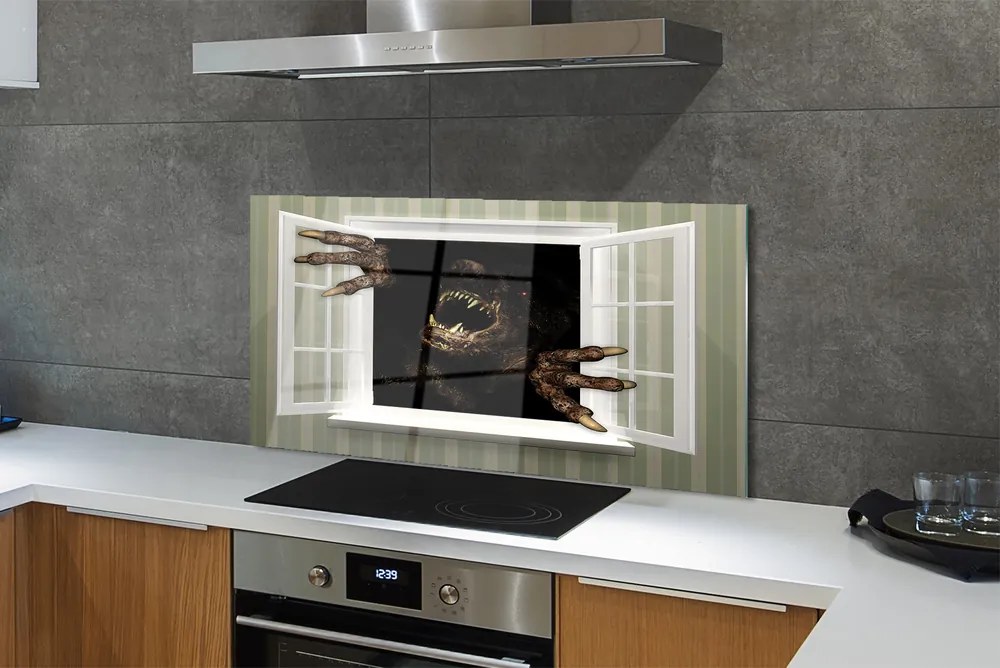 Panel szklany do Kuchni Postać w Mrocznym Oknie