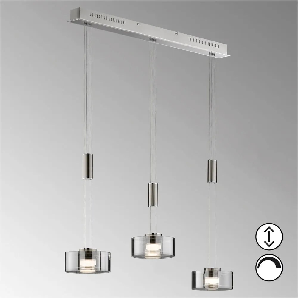 Metalowa lampa wisząca LED ze ściemniaczem w kolorze srebra Lavin – Fischer & Honsel