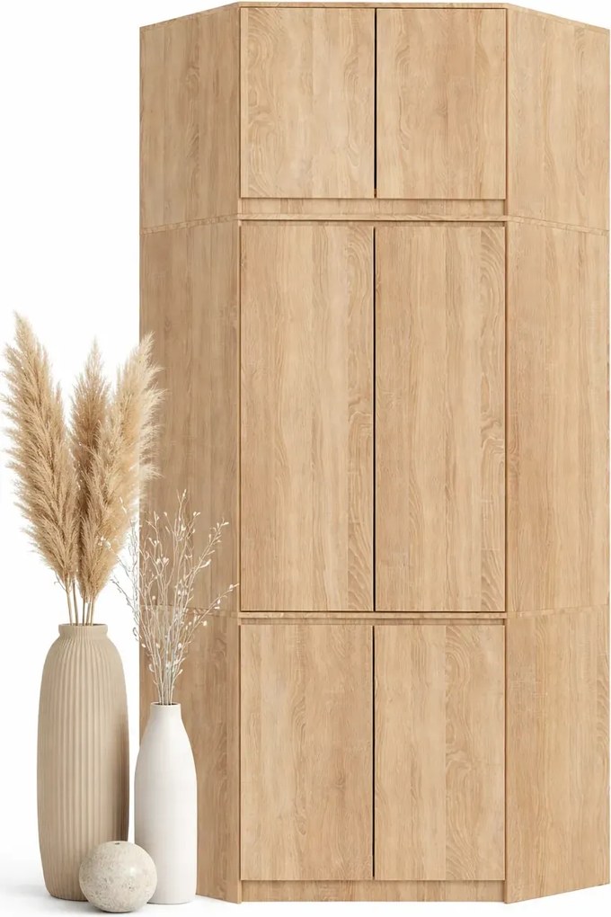 Narożna szafa w stylu skandynawskim z nadstawką G8-S17