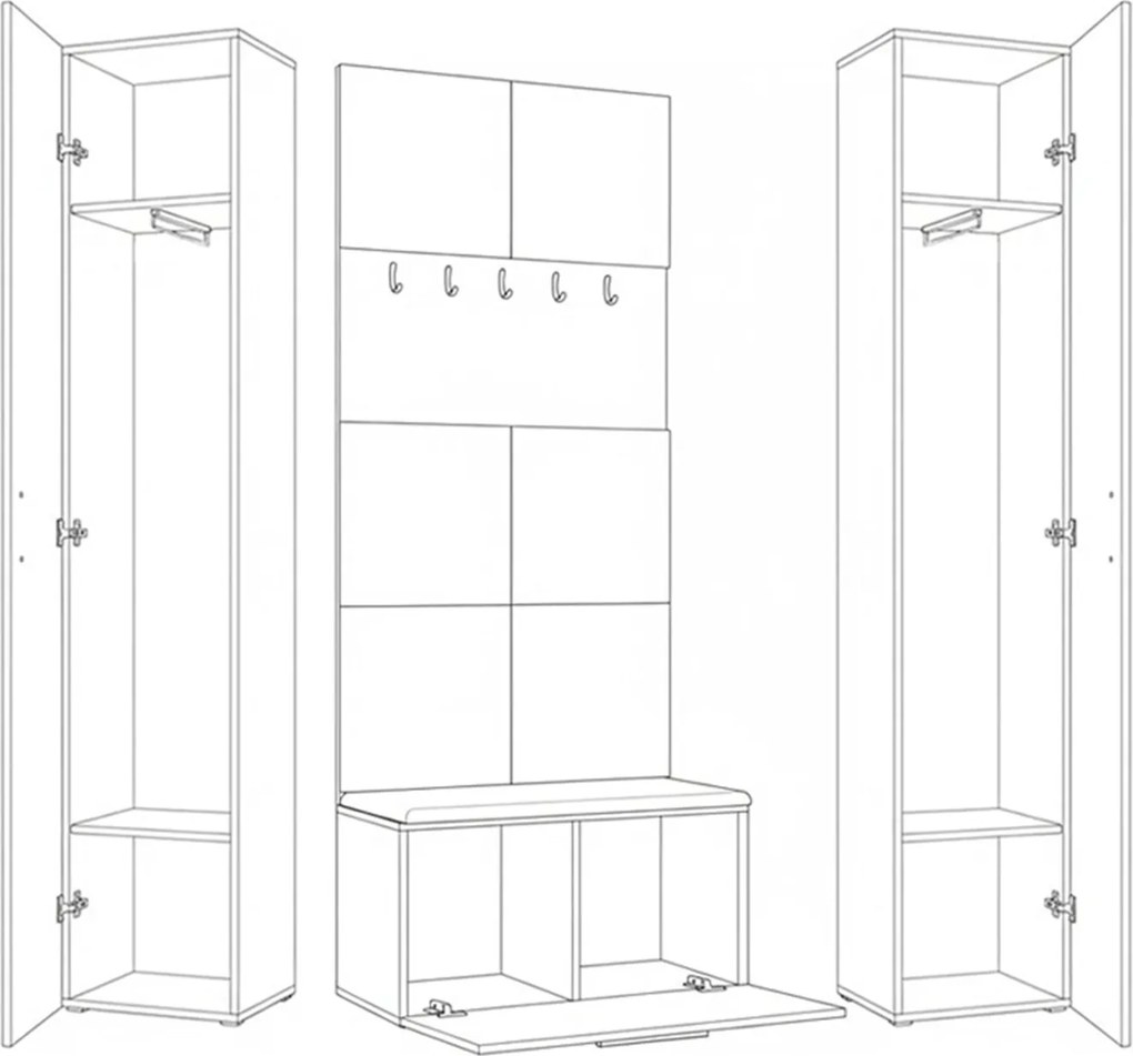 Masseno Garderoba MODULO 160,6/204/40 cm do Przedpokoju Nowoczesna Biała