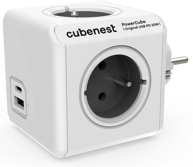 Rozgałęźnik do gniazdka 12 cm PowerCube Original USB – Cubenest