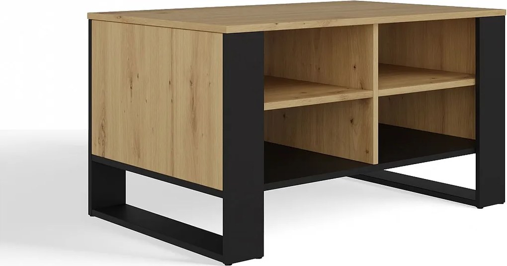 Model Stolik Modern 4P | Dąb Artisan Czarny | 90x58x50cm | Ława Kawowa