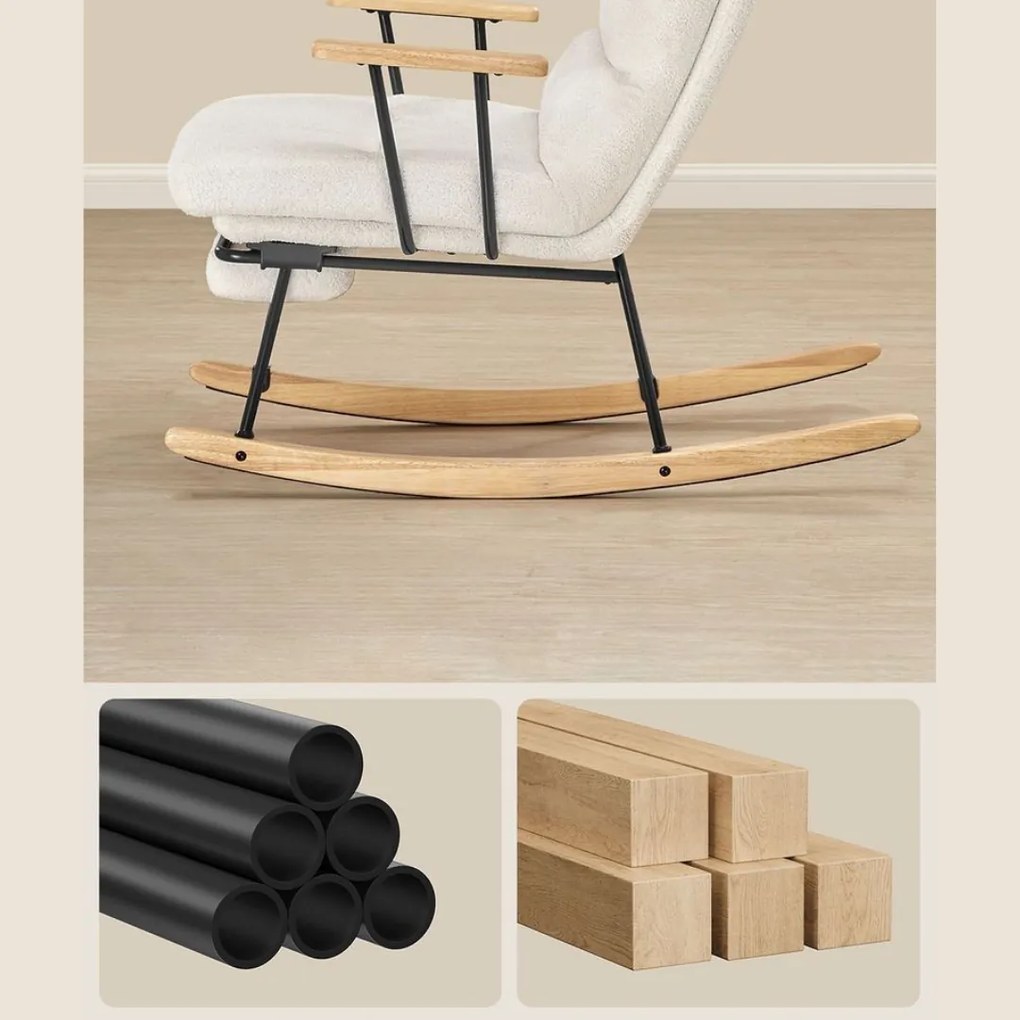 Fotel bujany ROCKY, 97x67x100cm, kremowy SongmicsHome