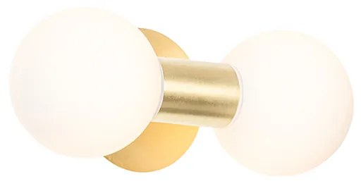 Nowoczesna lampa ścienna złota IP44 2-światłowa - Cederic Nowoczesny Oswietlenie wewnetrzne