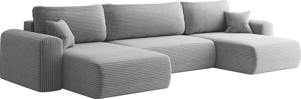 Sofa narożnik CAPRI U z funkcją spania, do salonu, jasnoszary