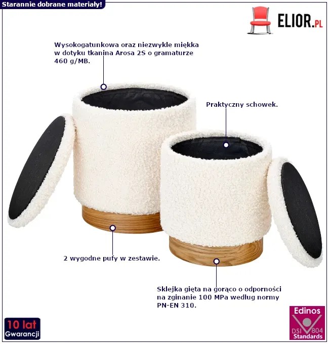 Komplet 2 puf ze schowkiem M8-M68