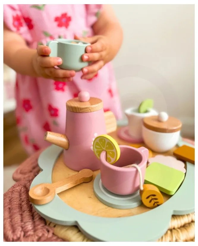 Tooky toy popołudniowa herbatka drewniany zestaw serwis