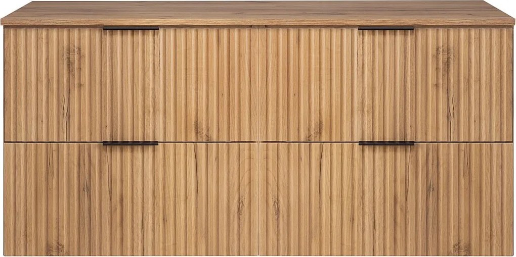 Szafka pod umywalkę, Dąb Craft + czarny uchwyt, 120 ( 2 x 60) x 57 x 46 cm + Blat