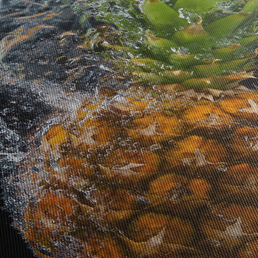 Obraz ananasa w wodzie (z zegarem) (90x30 cm)