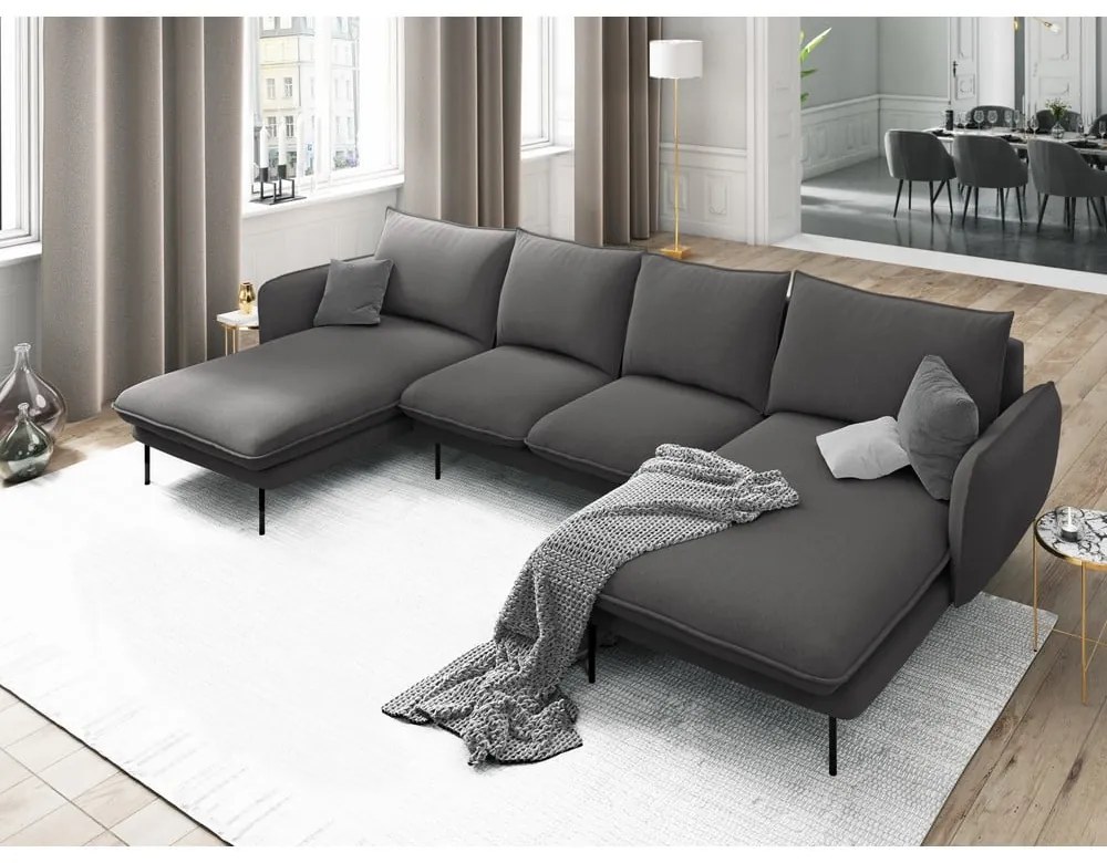 Ciemnoszara sofa w kształcie litery U Cosmopolitan Design Vienna