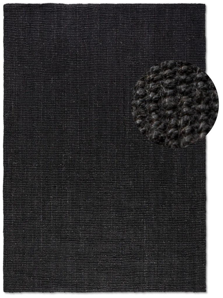 Dywan naturalny jutowy ręcznie tkany Boucle czarny 120 cm x 170 cm