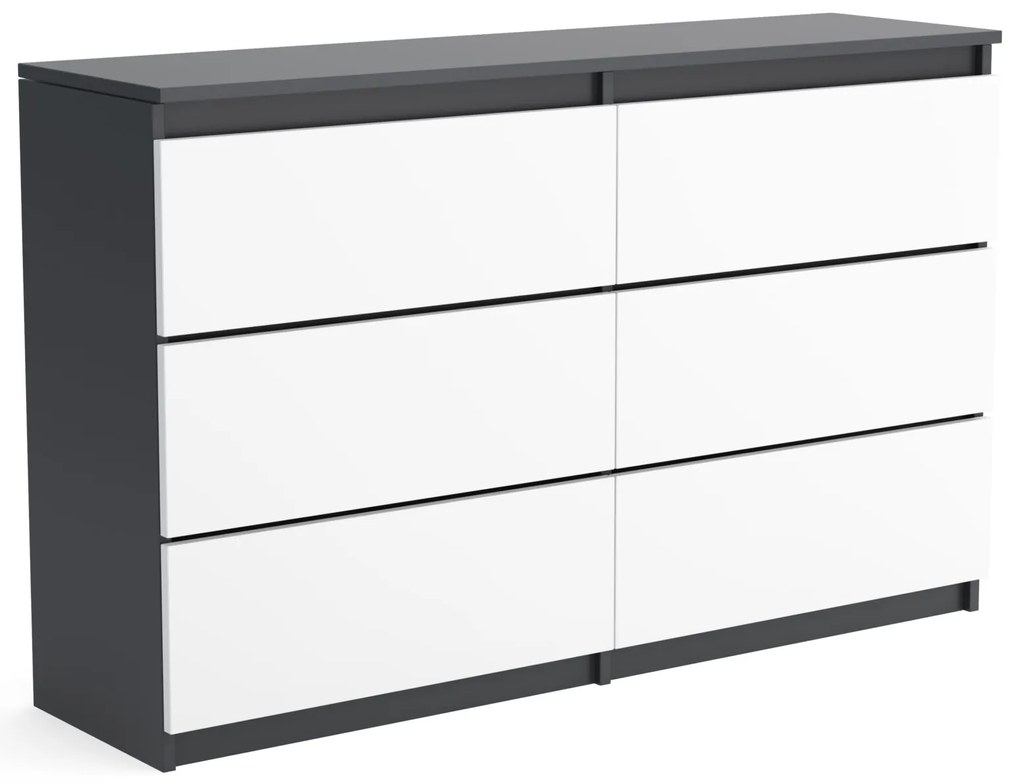 Duża komoda 6 SZUFLAD Szafka 120 cm ARIA Antracyt/Biały