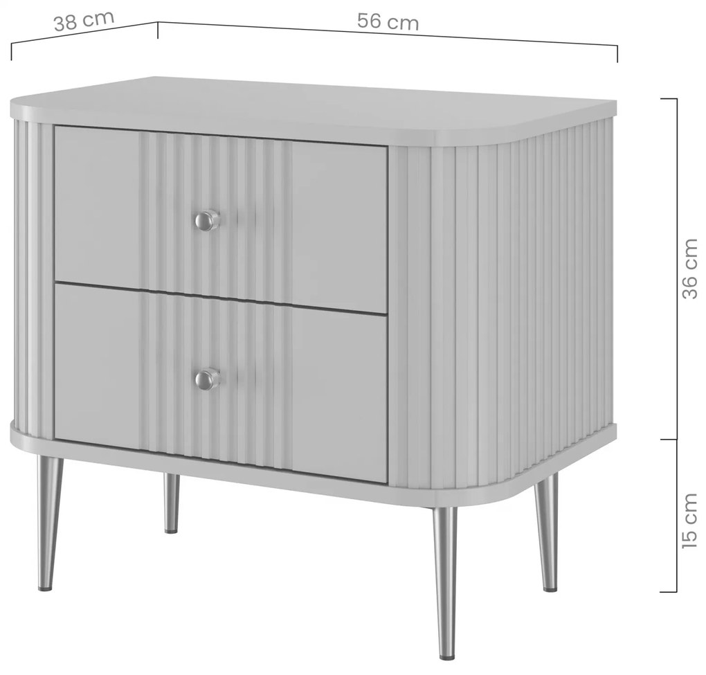 Zestaw szafek nocnych Vesper 56 cm - kaszmir / orzech / czarne nogi