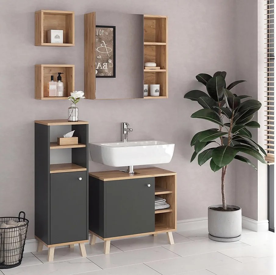 Zestaw mebli łazienkowych antracyt 62x32x54 senyo