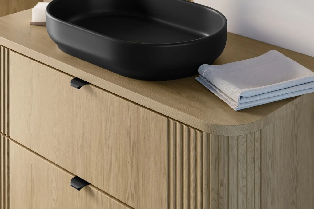 Szafka pod umywalkę nablatową OVALIA CREMONA 2S 100cm dąb cremona z blatem COMAD