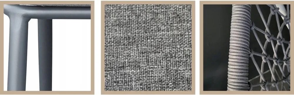 Krzesło ogrodowe aluminiowe antracyt taras sznurowane lekka rama 58x66x79cm