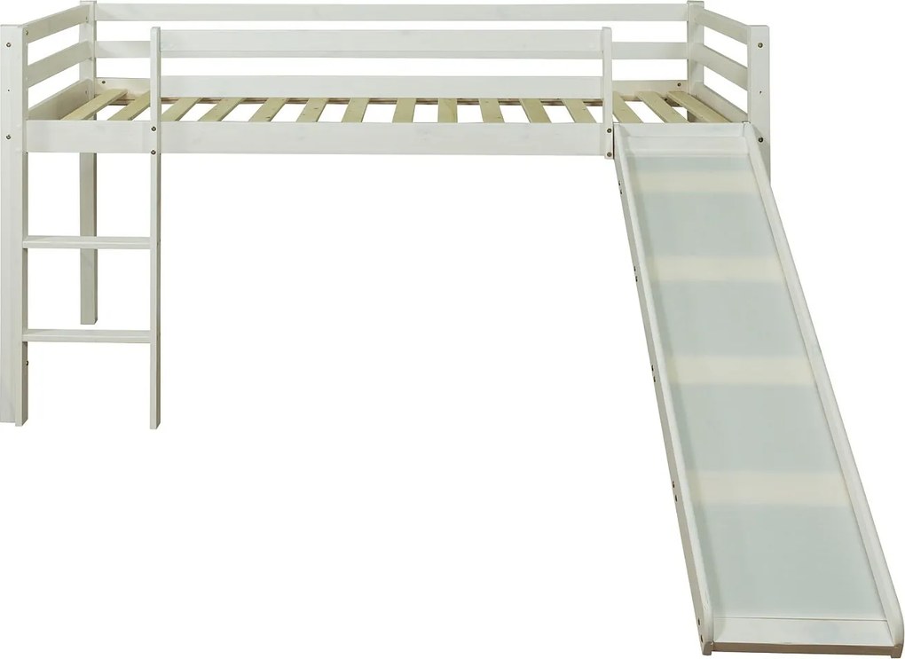 Łóżko piętrowe 207x110x97 cm, biały sosnowy drewno