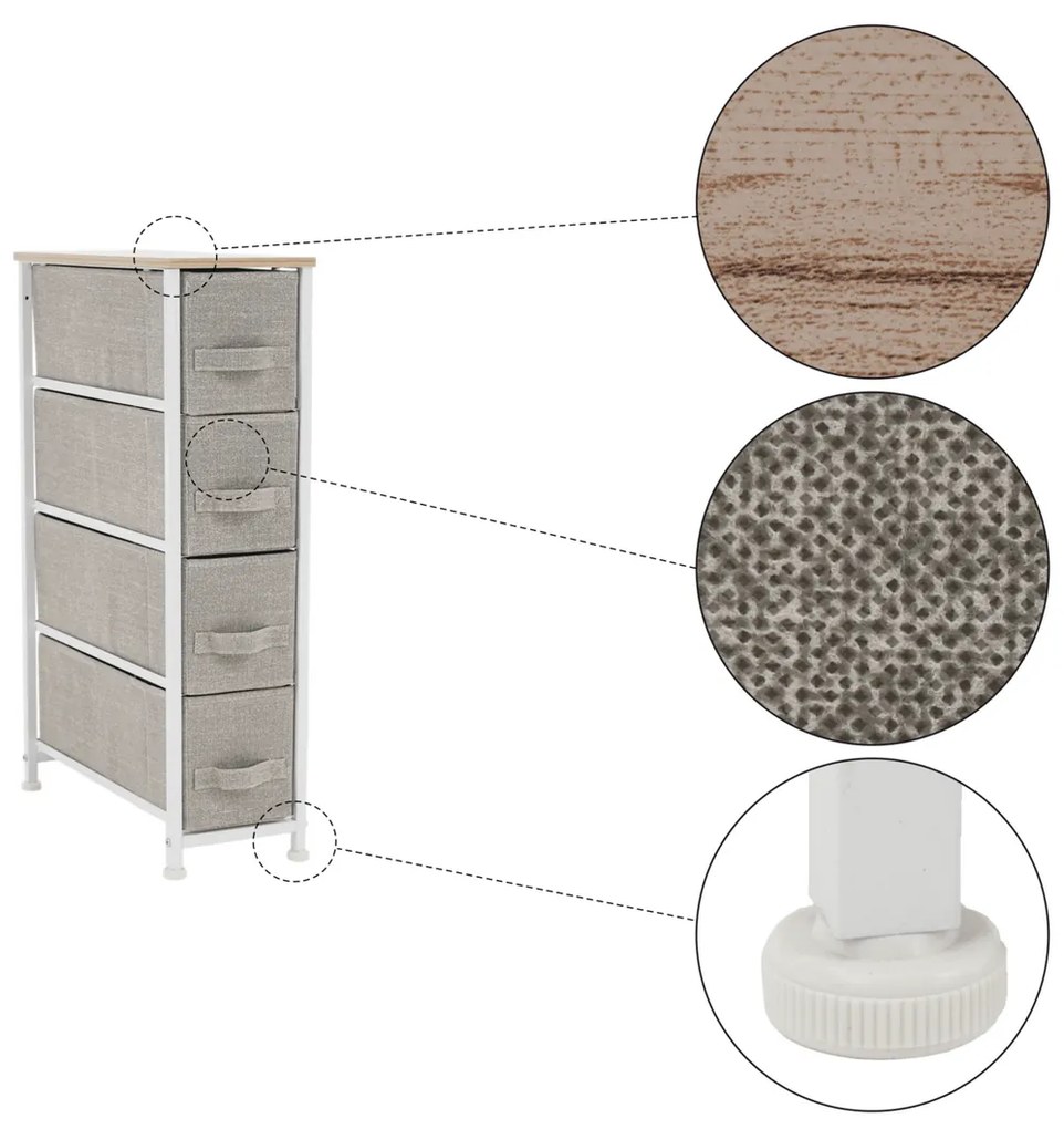 Komoda z szufladami z tkaniny OFELIA, biały