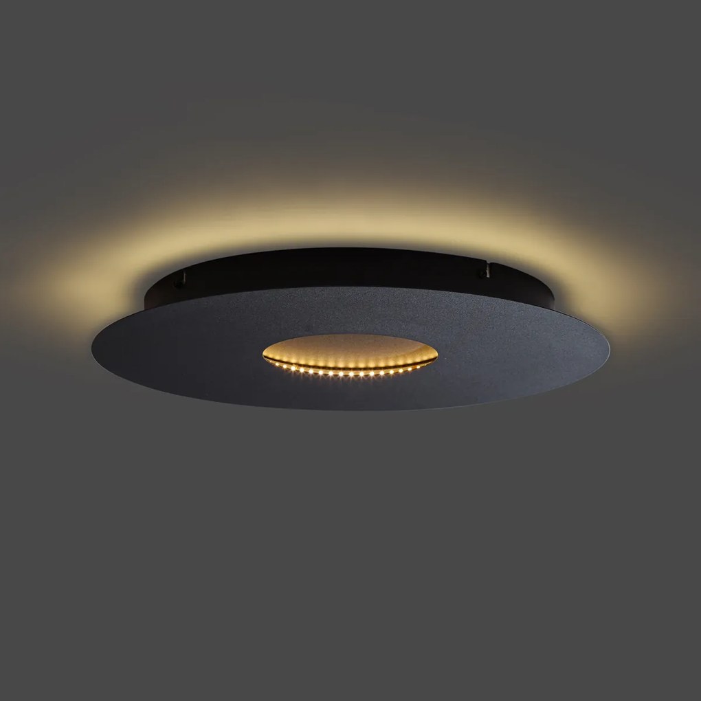 Nowoczesna lampa sufitowa czarna 40cm ze zintegrowanym LED, ściemnialna w 3 krokach - Morning