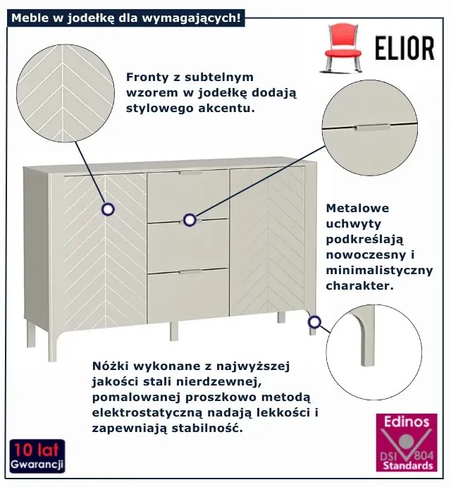 Elegancka komoda w jodełkę w kolorze kaszmir- Sageri 3X