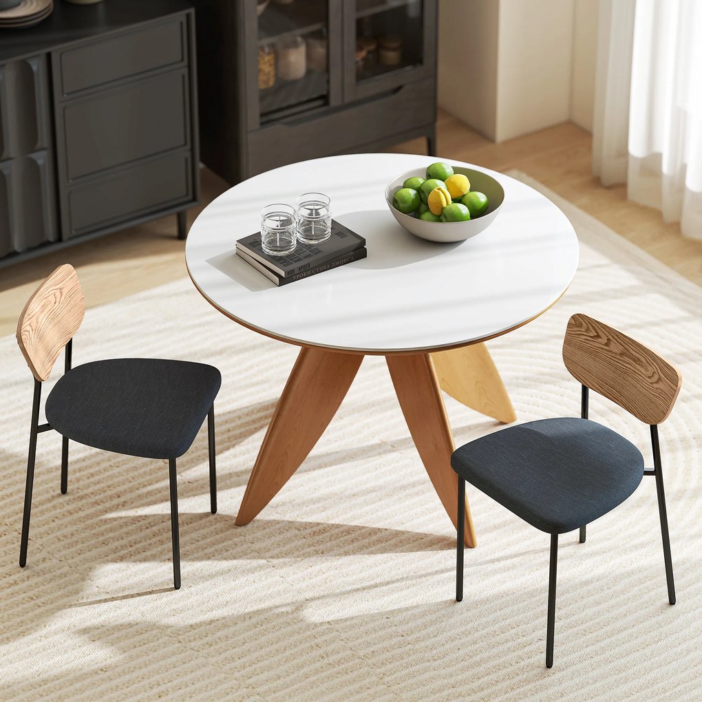 HOMCOM Zestaw 2 krzeseł do jadalni, Wygląd lnu, Design bez podłokietników, Metalowe nogi, Szare