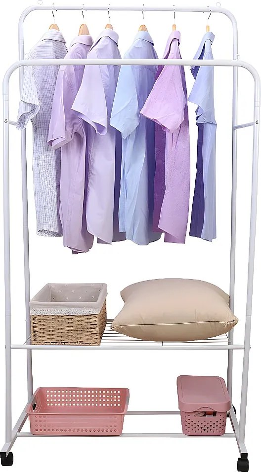 Wieszak na ubrania na kółkach podwójna szafa z wieszakiem na ubrania 80,5x51x155cm