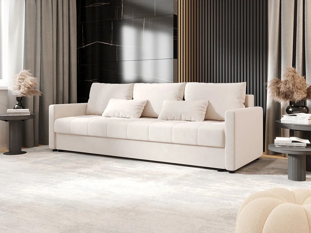 Kremowa welurowa sofa tapicerowana N4-M33