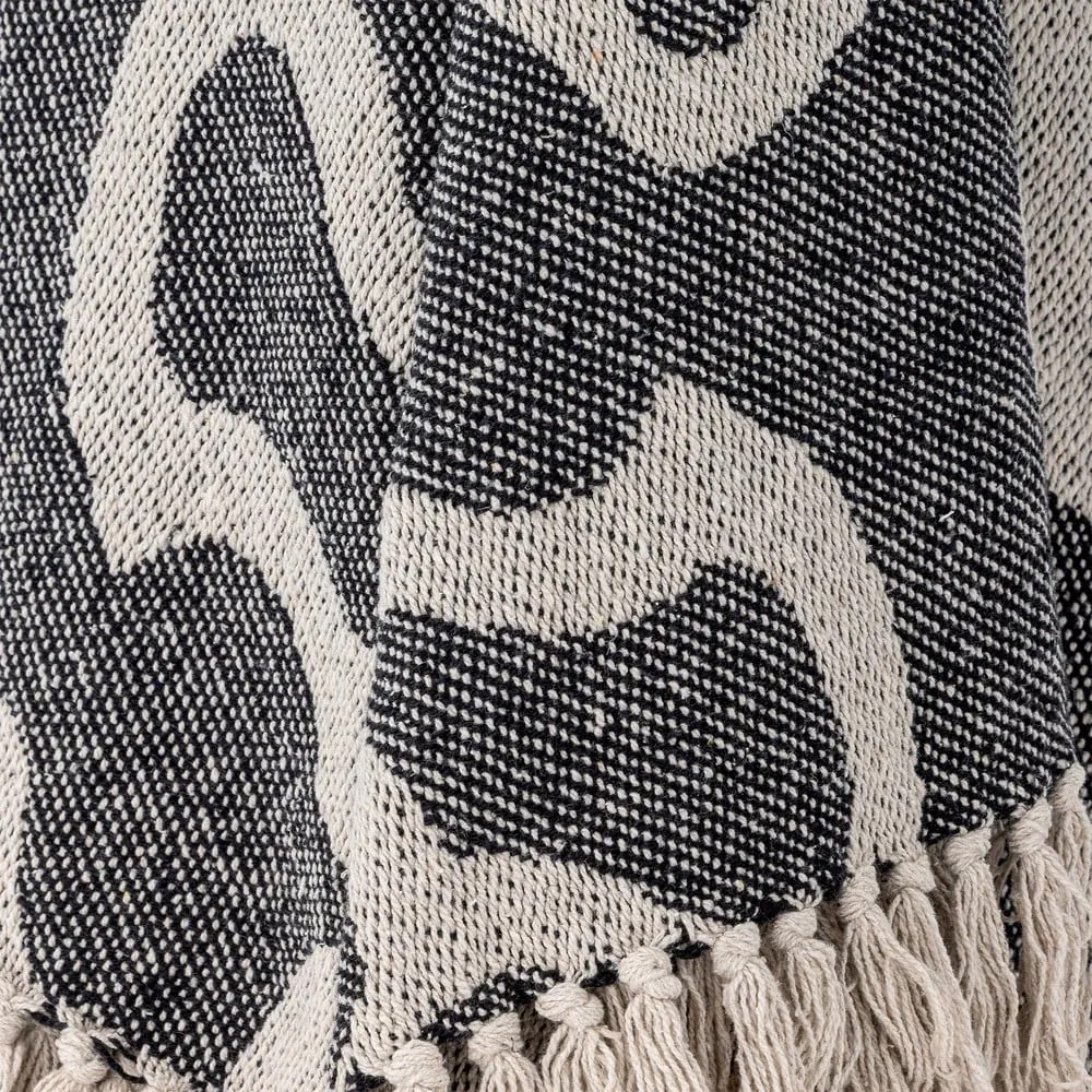 Czarno-beżowy koc z bawełny z recyklingu 130x160 cm Salobre – Bloomingville